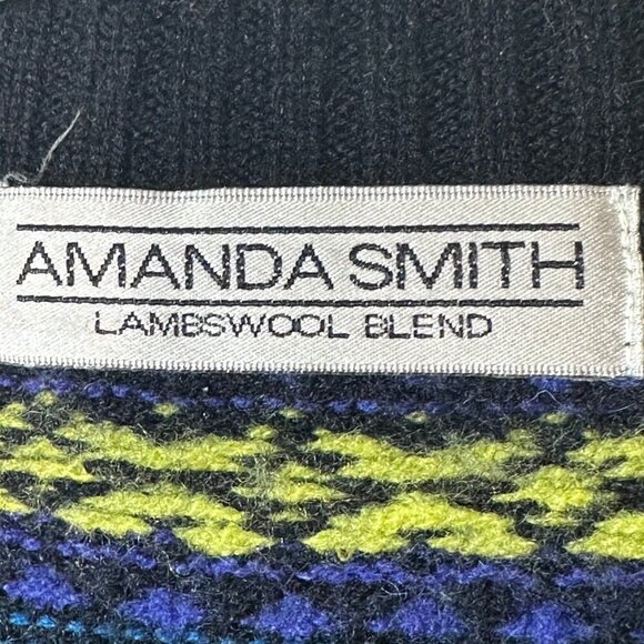 Vintage Amanda Smith Lambswool Blend Sweater Women's M Nordic Quarter Zip - Picture 3 of 9